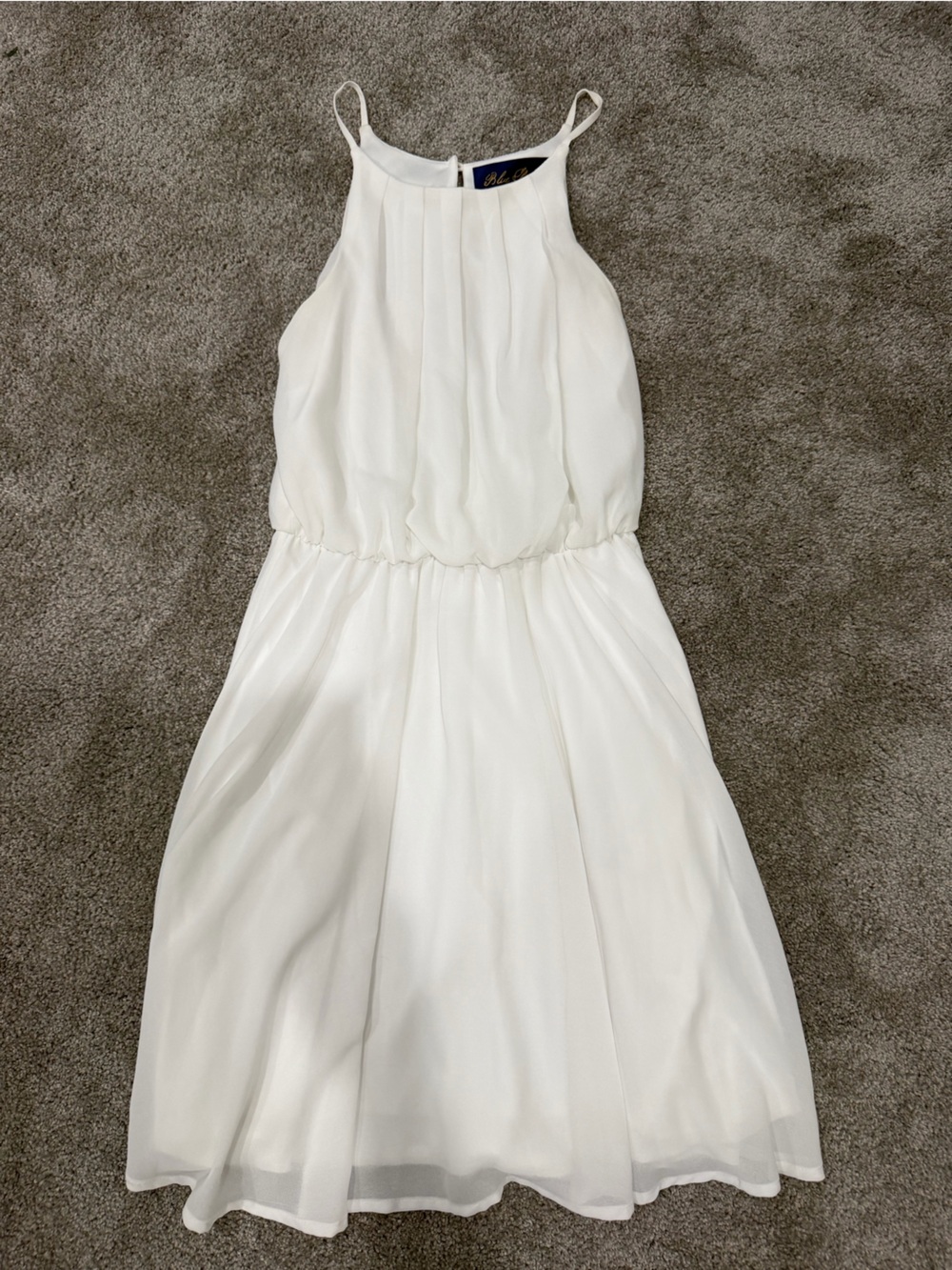 Blue Rain White Sleeveless Midi Chiffon Dress